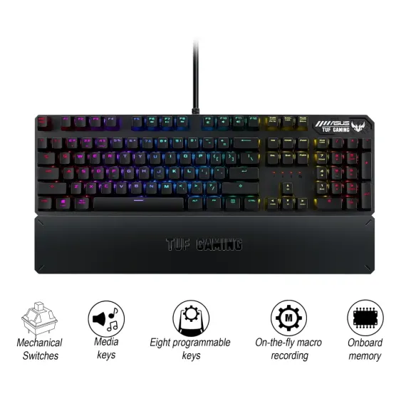 КЛАВИАТУРА ASUS TUF GAMING K3, ПРОВОДНОЕ, МЕТАЛЛИЧЕСКИЙ СЕРЫЙ