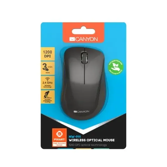 БЕCПРОВОДНАЯ МЫШЬ CANYON MW-911, ТЁМНО-СЕРЫЙ