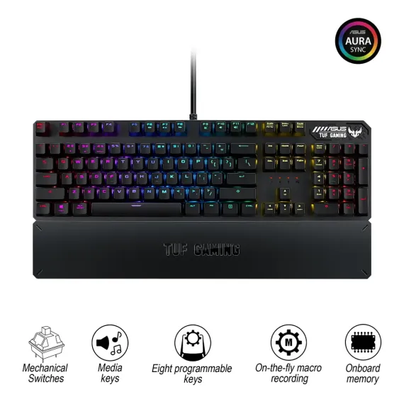 КЛАВИАТУРА ASUS TUF GAMING K3, ПРОВОДНОЕ, МЕТАЛЛИЧЕСКИЙ СЕРЫЙ