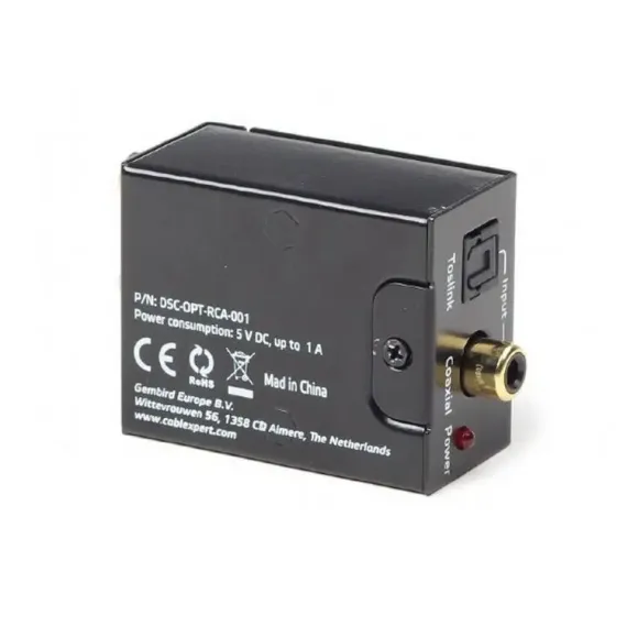 АУДИО АДАПТЕР CABLEXPERT DSC-OPT-RCA-001, RCA - TOSLINK, ЧЁРНЫЙ