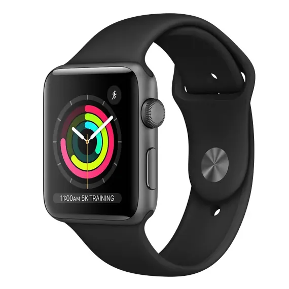 CEAS INTELIGENT APPLE WATCH SERIES 3, 42MM, CARCASA SPACE GREY DIN ALUMINIU CU BANDA SPORT NEAGRA