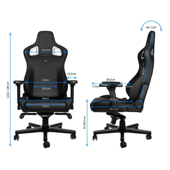 ИГРОВОЕ КРЕСЛО NOBLECHAIRS EPIC, ВИНИЛ, ЧЁРНЫЙ