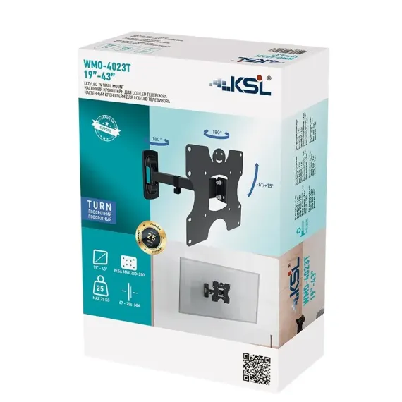 SUPORT TV DE PERETE KSL WMO-4023T, NEGRU