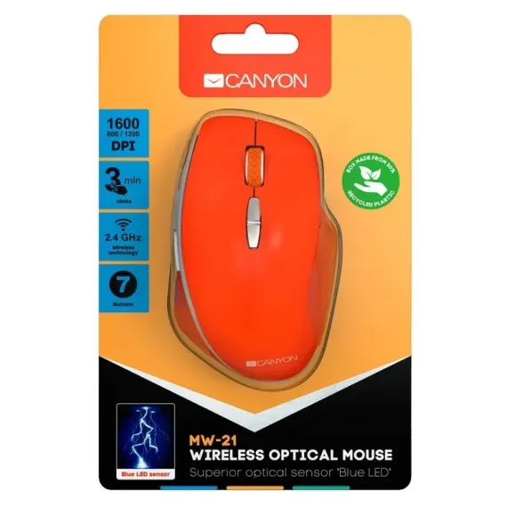 БЕCПРОВОДНАЯ МЫШЬ CANYON MW-21, КРАСНЫЙ