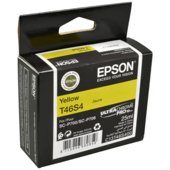 КАРТРИДЖ ЧЕРНИЛЬНЫЙ EPSON T46S ULTRACHROME PRO 10, 25МЛ, ЖЕЛТЫЙ
