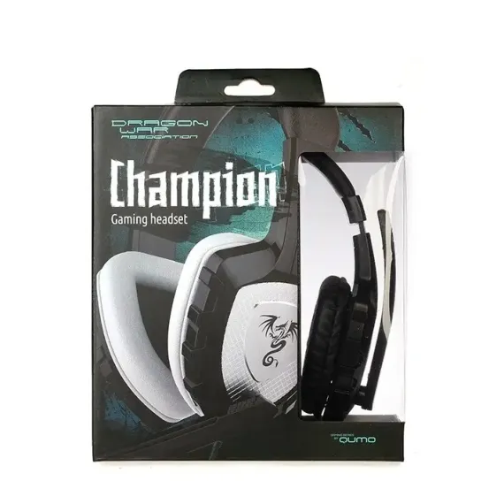 CASTI GAMING QUMO -HAMPION, CU FIR, NEGRU