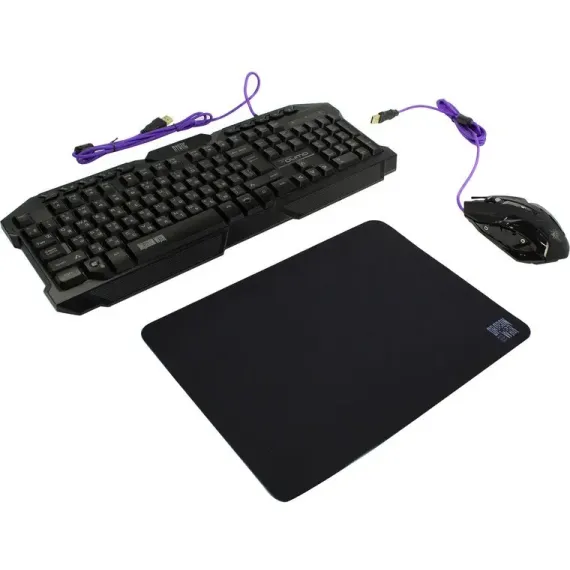 SET TASTATURA + MOUSE + MOUSE PAD QUMO MYSTIC, CU FIR, NEGRU