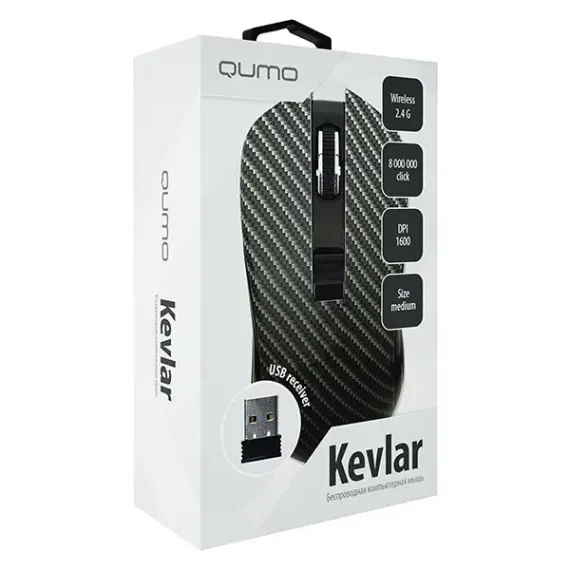 БЕCПРОВОДНАЯ МЫШЬ QUMO KEVLAR, ЧЁРНЫЙ