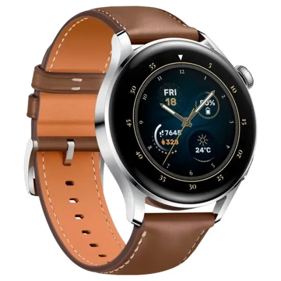 УМНЫЕ ЧАСЫ HUAWEI WATCH 3, 46ММ, КОРПУС STAINLESS STEEL С КОРИЧНЕВЫМ КОЖАНЫМ РЕМЕШКОМ