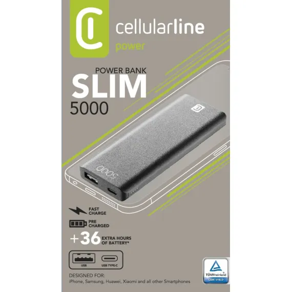 ACUMULATOR EXTERN CELLULARLINE FREEPOWER SLIM 5000, 5MAH, NEGRU