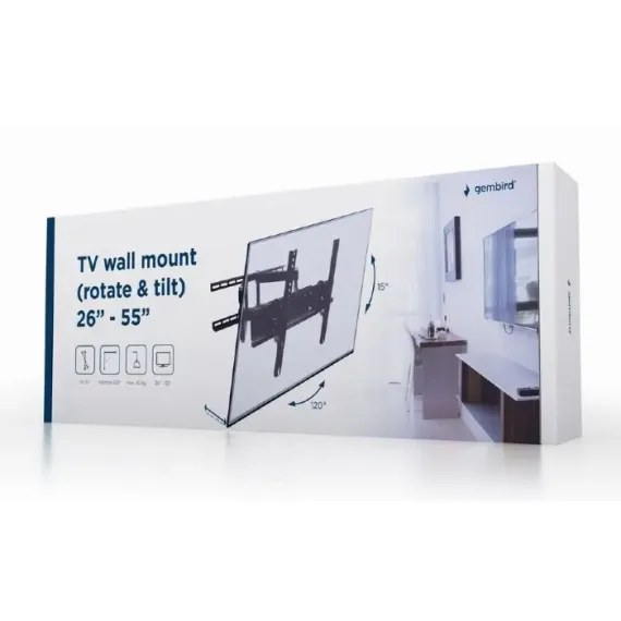 SUPORT TV DE PERETE  GEMBIRD WM-55RT-03, NEGRU