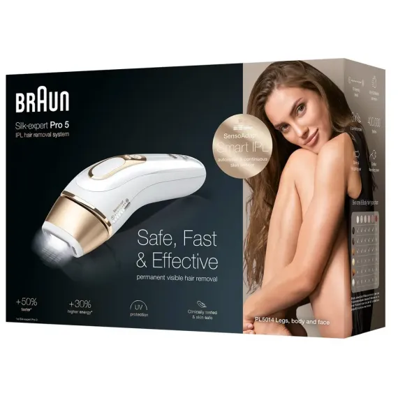 ФОТОЭПИЛЯТОР BRAUN PL5014, БЕЛЫЙ/ЗОЛОТОЙ