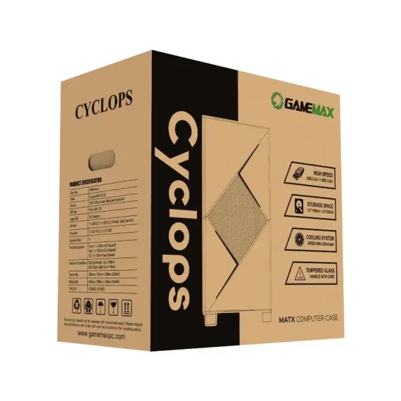 КОМПЬЮТЕРНЫЙ КОРПУС GAMEMAX CYCLOPS, MIDI-TOWER, ATX, ЧЁРНЫЙ