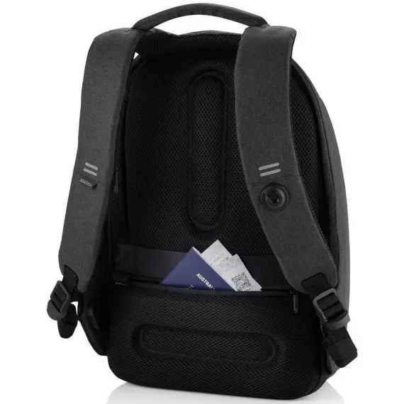 RUCSAC PENTRU LAPTOP BOBBY PRO, 15.6", PIELE ARTIFICIALA, NEGRU