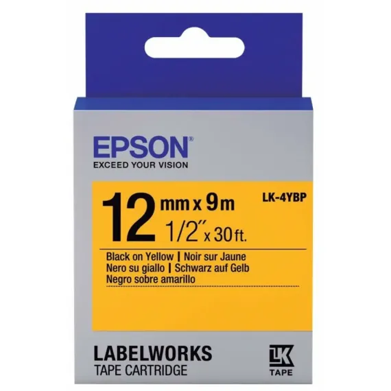 КАРТРИДЖ С ЛЕНТОЙ EPSON LK-4YBP, 12 ММ X 9 М