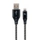 Cable USB2.0/8-pin (Lightning) Premium cotton braided - 2m - Cablexpert CC-USB2B-AMLM-2M-BW, Black/White, USB 2.0 A-plug to 8-pin, blister Cable USB2.0/8-pin (Lightning) Premium cotton braided - 2m - Cablexpert CC-USB2B-AMLM-2M-BW, Black/White, USB 2.0 A-plug to 8-pin, blister