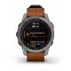 Garmin Fenix 7 Sapphire Solar Titanium with Chestnut Leather Band (includes graphite silicone band)