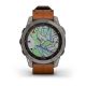 Garmin Fenix 7 Sapphire Solar Titanium with Chestnut Leather Band (includes graphite silicone band)