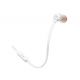 JBL T110 White In-Ear Headphones, 20Hz–20kHz, Microphone, Remote, Cable, JBLT110WHT