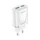 Borofone BA54A Wide road dual port QC3.0 charger (EU) white Borofone BA54A Wide road dual port QC3.0 charger (EU) white