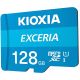 Карта памяти 128GB Kioxia Exceria LMEX1L128GG2 microSDHC (Toshiba), 100MB/s, (Class 10 UHS-I) + Adapter MicroSD->SD