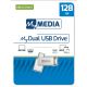 Флеш-накопитель USB3.2 MyMedia (by Verbatim) MyDual USB 3.2 Gen1/ USB A + USB-C /  128ГБ Флеш-накопитель USB3.2 MyMedia (by Verbatim) MyDual USB 3.2 Gen1/ USB A + USB-C /  128ГБ