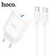 USB-зарядное устройство HOCO C104A Stage Single port / 1 x USB-C / up to PD20W / QC3.0 / White USB-зарядное устройство HOCO C104A Stage Single port / 1 x USB-C / up to PD20W / QC3.0 / White