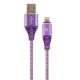 Cable USB2.0/8-pin (Lightning) Premium cotton braided - 2m - Cablexpert CC-USB2B-AMLM-2M-PW, Purple/White, USB 2.0 A-plug to 8-pin, blister Cable USB2.0/8-pin (Lightning) Premium cotton braided - 2m - Cablexpert CC-USB2B-AMLM-2M-PW, Purple/White, USB 2.0 A-plug to 8-pin, blister