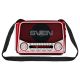 SVEN SRP-525 Red, FM/AM/SW Radio, 3W RMS, 8-band radio receiver, built-in audio files player from USB-fash, microSD and SD card storage devices, telescopic swivel antenna, built-in battery