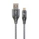 Cable USB2.0/Micro-USB Premium cotton braided - 1m - Cablexpert CC-USB2B-AMmBM-1M-WB2, Spacegrey/White, USB 2.0 A-plug to Micro-USB plug, blister Cable USB2.0/Micro-USB Premium cotton braided - 1m - Cablexpert CC-USB2B-AMmBM-1M-WB2, Spacegrey/White, USB 2.0 A-plug to Micro-USB plug, blister