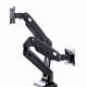 Arm for 2 monitors 17”-35” - Full-motion desk arm Gembird MA-DA2-03, Alu and Steel, Gas spring 3-10 kg per screen, VESA 75/100, arm rotates, extends and retracts, tilts to change reading angles, and allows to rotate display from landscape-to-portrait mode