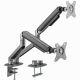 Arm for 2 monitors 17”-32” - Gembird MA-DA2-05, Steel (1.35 mm), Gas spring 2-9 kg per display, VESA 75/100, arm rotates, extends and retracts, tilts to change reading angles, and allows to rotate display from landscape-to-portrait mode, space grey