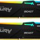 32GB (Kit of 2*16GB) DDR5-6000  Kingston FURY® Beast DDR5 RGB, PC48000, CL30, 1Rx8, 1.4V, Auto-overclocking, Asymmetric BLACK Large heat spreader, Dynamic RGB effects featuring Fury Infrared Sync technology, Intel® Extreme Memory Profiles (Intel® XMP) 3.0