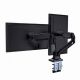 Arm for 2 monitors 17”-35” - Full-motion desk arm Gembird MA-DA2-03, Alu and Steel, Gas spring 3-10 kg per screen, VESA 75/100, arm rotates, extends and retracts, tilts to change reading angles, and allows to rotate display from landscape-to-portrait mode