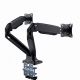 Arm for 2 monitors 17”-35” - Full-motion desk arm Gembird MA-DA2-03, Alu and Steel, Gas spring 3-10 kg per screen, VESA 75/100, arm rotates, extends and retracts, tilts to change reading angles, and allows to rotate display from landscape-to-portrait mode