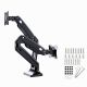 Arm for 2 monitors 17”-35” - Full-motion desk arm Gembird MA-DA2-03, Alu and Steel, Gas spring 3-10 kg per screen, VESA 75/100, arm rotates, extends and retracts, tilts to change reading angles, and allows to rotate display from landscape-to-portrait mode