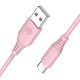 Cable silicone Tellur USB to Type-C, 3A, 1m, pink Cable silicone Tellur USB to Type-C, 3A, 1m, pink