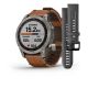 Garmin Fenix 7 Sapphire Solar Titanium with Chestnut Leather Band (includes graphite silicone band)